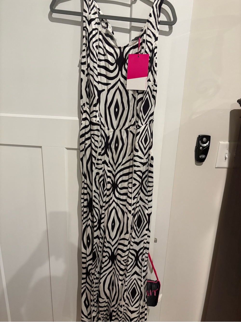 Sassy Jones Black & White Geometric Maxi Dress New